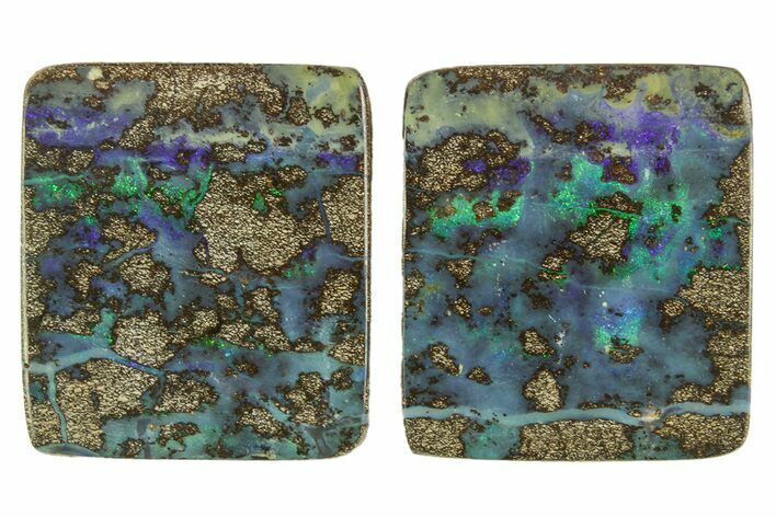 Polished Colorful Boulder Opal Split Pair - Queensland, Australia #381753